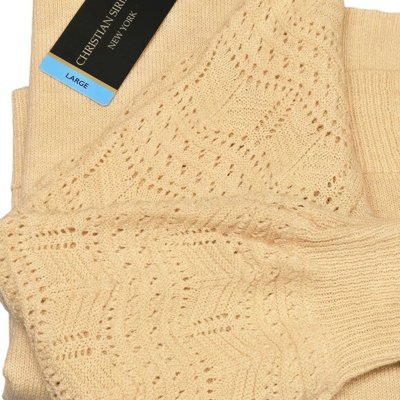 NWT CHRISTIAN SIRIANO CARAMEL POINTELLE LONG SLEEVE SWEATER LARGE MSRP $89 - Picture 5 of 11